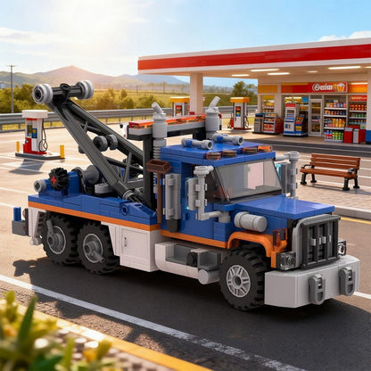 Heavy Wrecker Tow Truck MOC Building Kit | Recovery Vehicle Model - 2