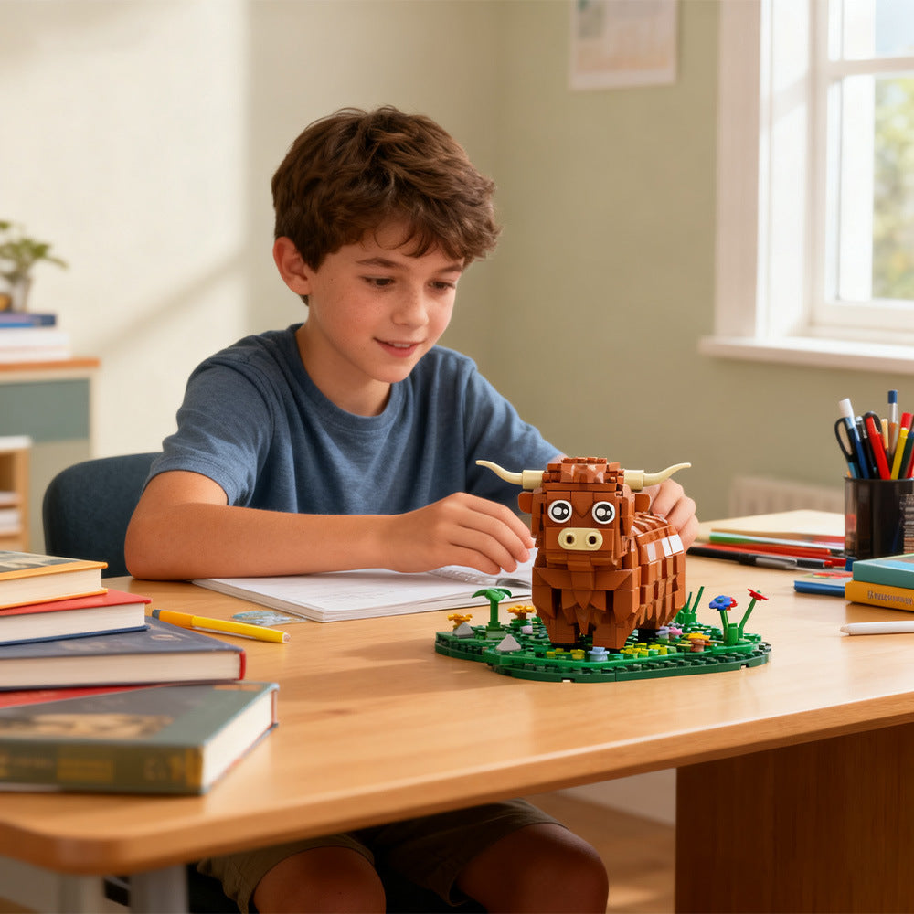 highland cattle building kit | lego compatible moc - 3