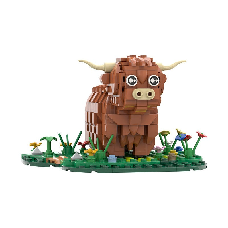 Highland Cattle MOC Building Kit | Realistic Wildlife Display Model - 1