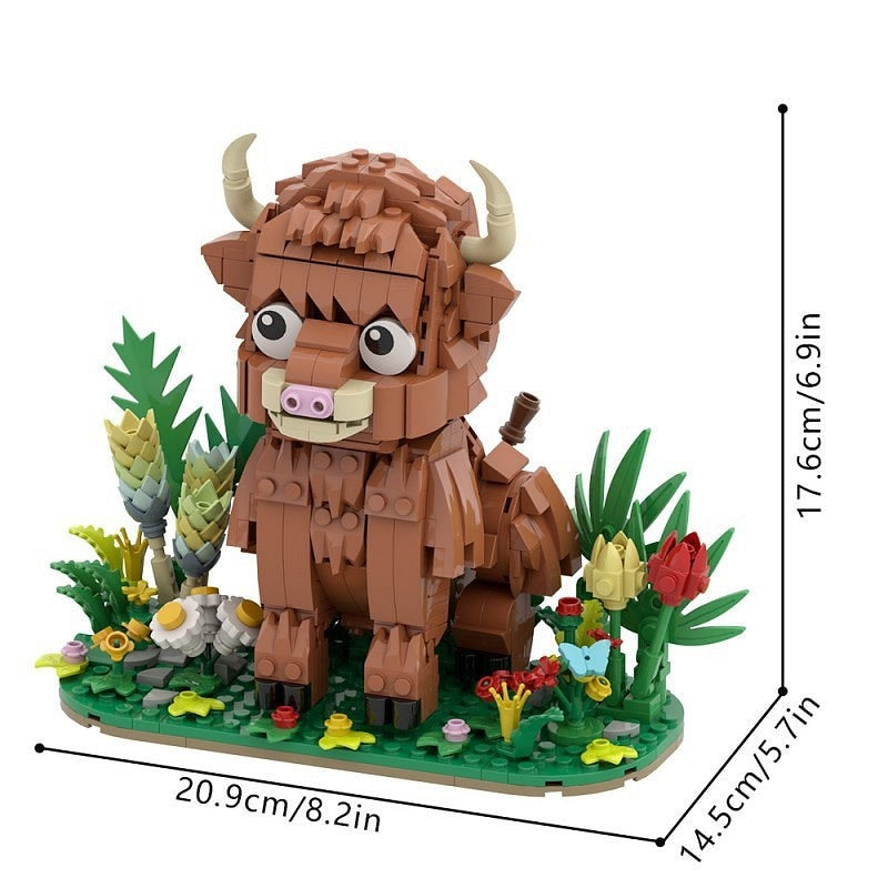 Highland Cattle MOC Building Kit | Realistic Wildlife Display Model - 9