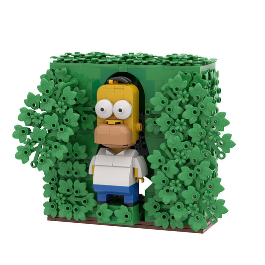 homer disappearing in bushes building kit | the simpsons | lego compatible moc - 7