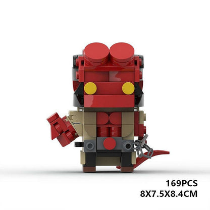 Horned Red Supernatural Anti-Hero MOC Cube Character Building Kit - 4