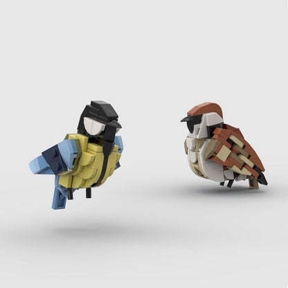 House Sparrow & Great Tit MOC Bird Building Kit - Nature Display Set - 3