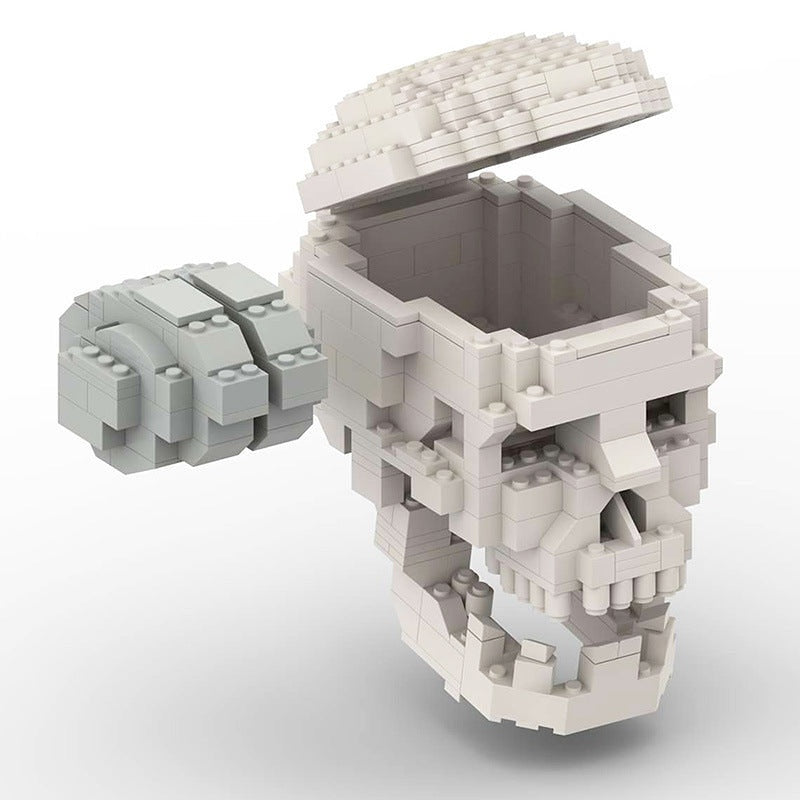 Human Skull With Brain MOC Anatomical Display Building Kit - 3