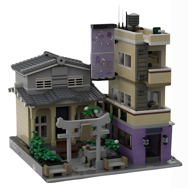 Japanese Temple and Police Box Street Scene MOC Building Kit - 1