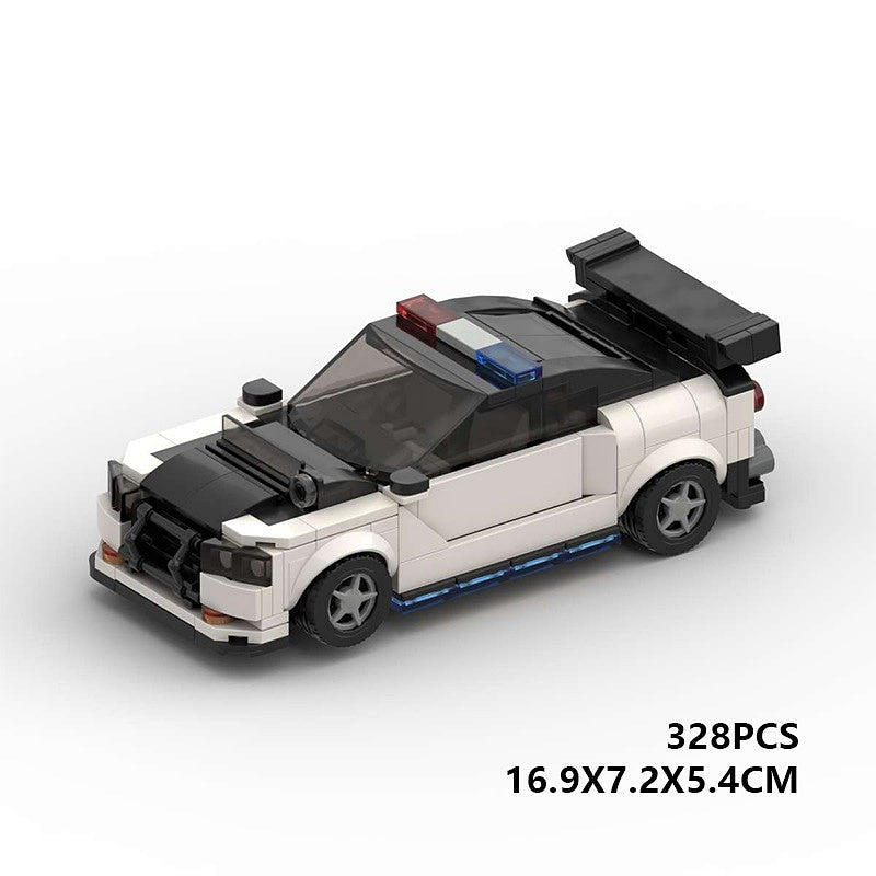 Japanese Tuner Police Pursuit Car MOC Building Kit | Sports Vehicle Model - 6
