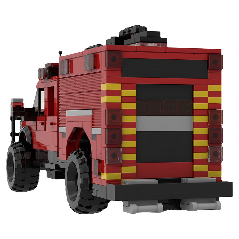 Lifted Quad Cab Mini Pump Fire Truck MOC Building Kit - 4