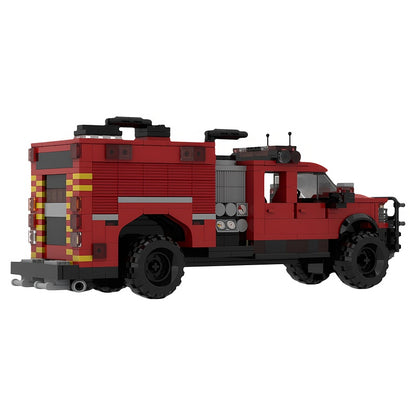 Lifted Quad Cab Mini Pump Fire Truck MOC Building Kit - 5