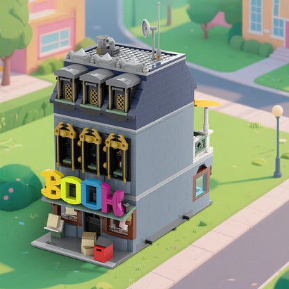 Little Bookshop MOC Building Kit | Cozy Street Architecture Model - 2