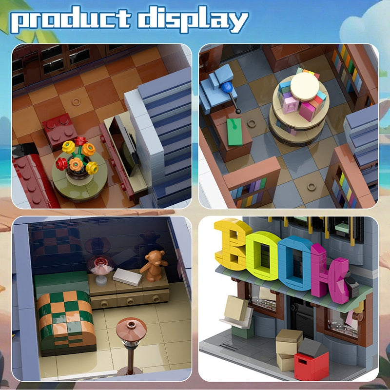 Little Bookshop MOC Building Kit | Cozy Street Architecture Model - 4