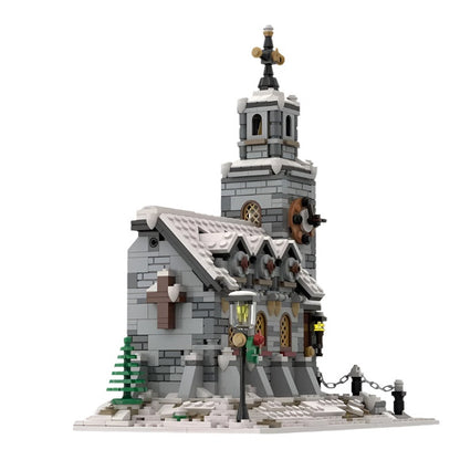 Little Winter Church MOC Building Kit | Snowy Village Architecture - 1