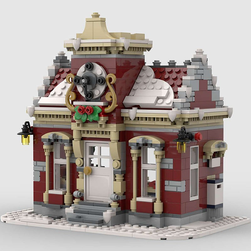 Little Winter Town Hall MOC Building Kit | Snowy Village Architecture - 2