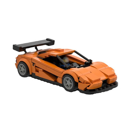 LM-Inspired 90s Hypercar MOC Building Kit | Orange Sports Coupe Model - 2
