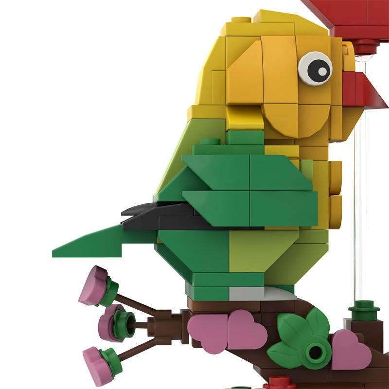 Love Bird MOC Building Kit | Romantic Valentine Parrot Display Model - 3