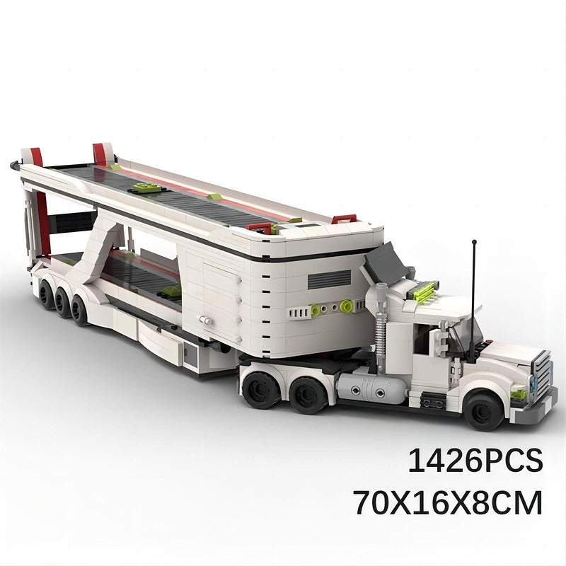 LT 3 Car Transport Big Rig Truck MOC Building Kit | Vehicle Model - 5