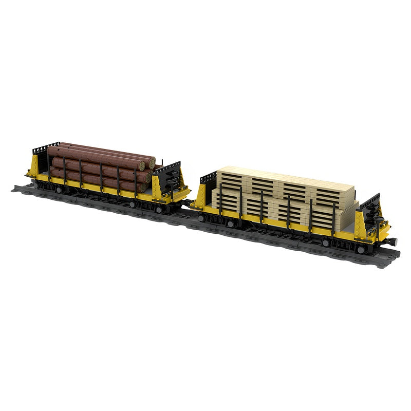 Lumber Bulkhead Flatcars MOC Building Kit - 1