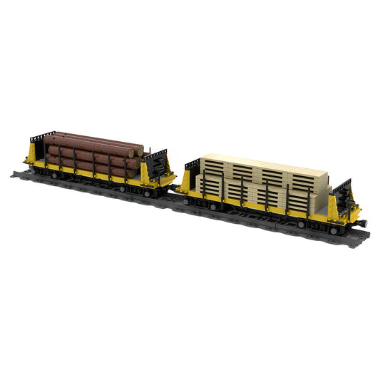 Lumber Bulkhead Flatcars MOC Building Kit - 1