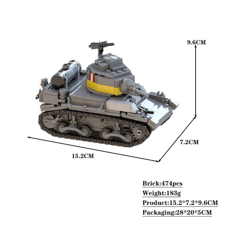 M3A1 Stuart Marine Corps MOC Building Kit | WWII Light Tank Model - 3