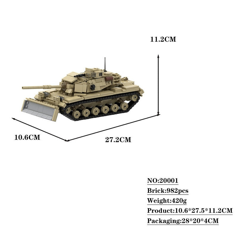 M60A1 Dozer Tank MOC Building Kit | Main Battle Tank - 4