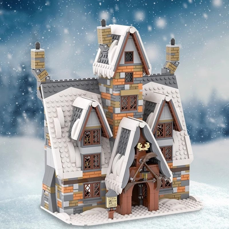 Magical Wizard Village Inn Cozy Winter Tavern Building Kit | LEGO-Compatible MOC - 1
