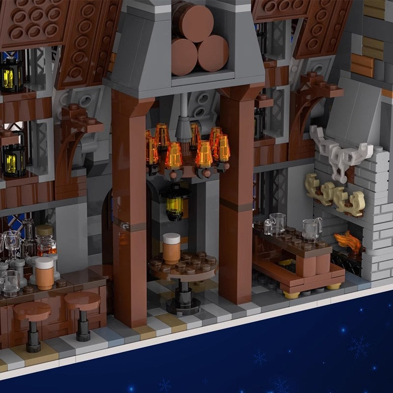 Magical Wizard Village Inn Cozy Winter Tavern Building Kit | LEGO-Compatible MOC - 2
