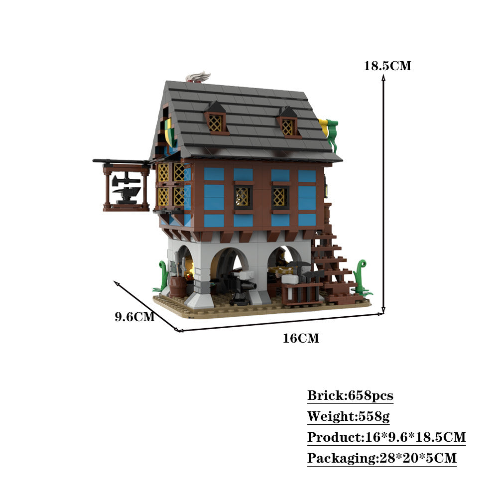 Medieval Alley's Blacksmith Building Kit | Compatible MOC - 6