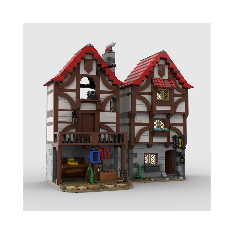 Medieval Alley's Inn MOC Building Kit | Historic Tavern Architecture Model - 4