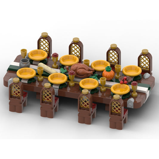 Medieval Banquet Dining Table & 8 Chairs MOC Building Kit - 1