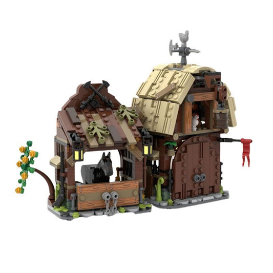 Medieval Barn & Stable MOC Building Kit | Historic Village Architecture - 1