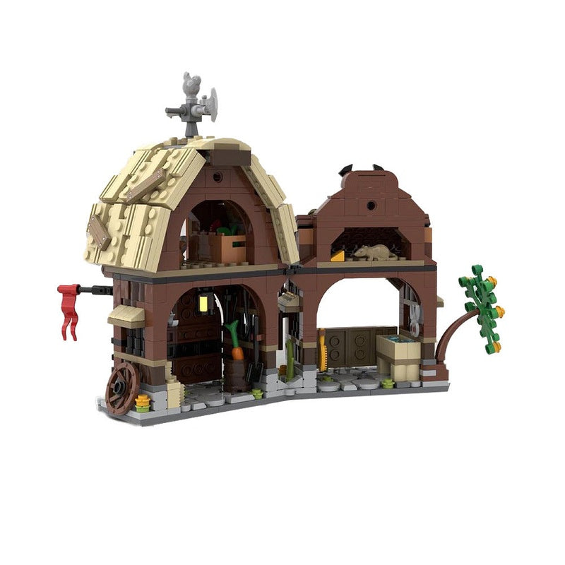 Medieval Barn & Stable MOC Building Kit | Historic Village Architecture - 2