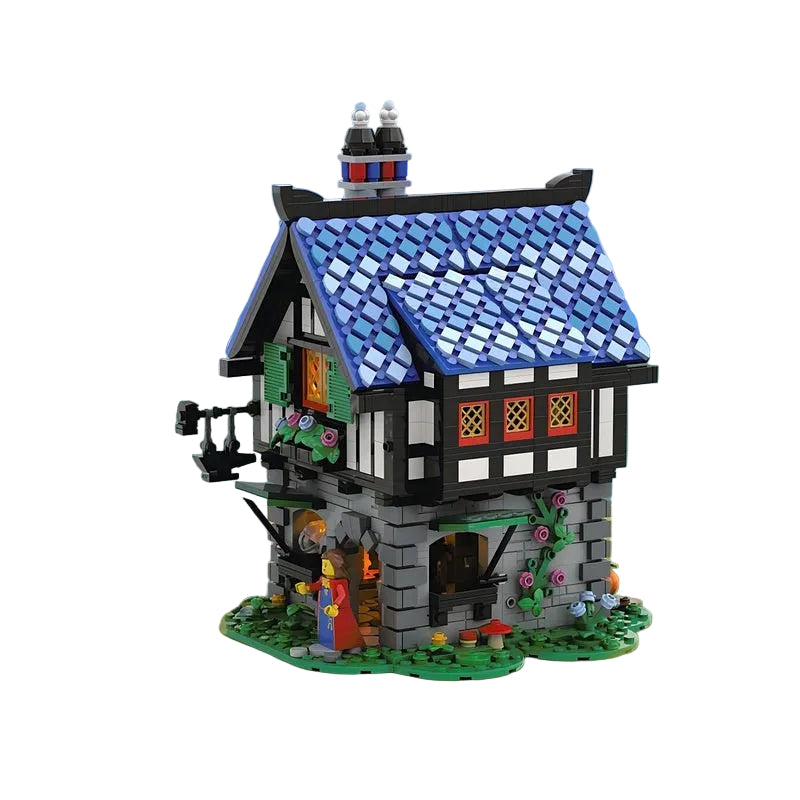Medieval Blacksmith Workshop MOC Village Architecture Building Kit - 1