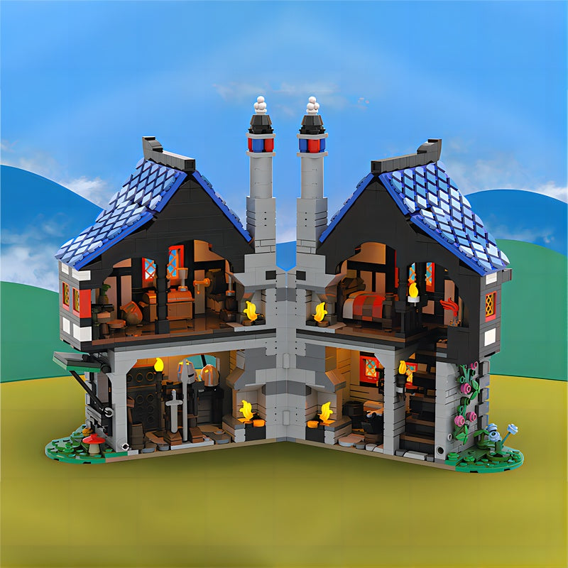 Medieval Blacksmith Workshop MOC Village Architecture Building Kit - 2