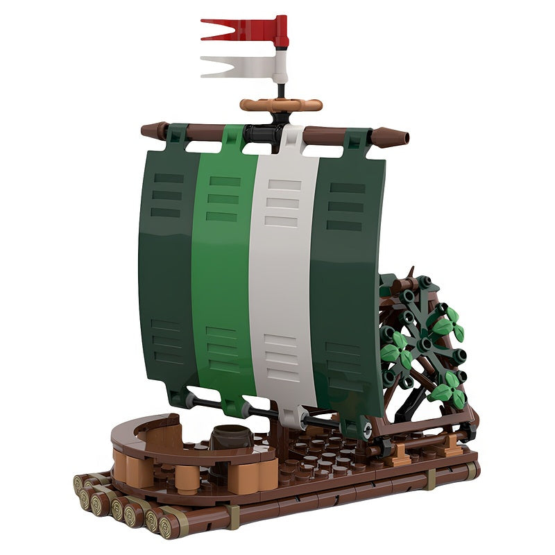 Medieval Forest River Sail Raft MOC Building Kit - 2