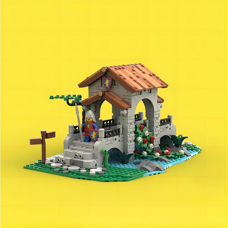 Medieval Gate Bridge MOC Fortified River Crossing Building Kit - 4