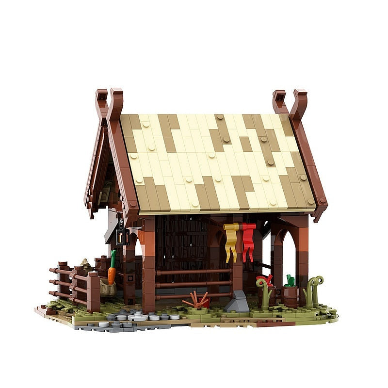 Medieval Horse Clan Stable MOC Building Kit | Historic Village Architecture - 1