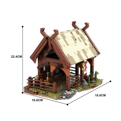 Medieval Horse Clan Stable MOC Building Kit | Historic Village Architecture - 4
