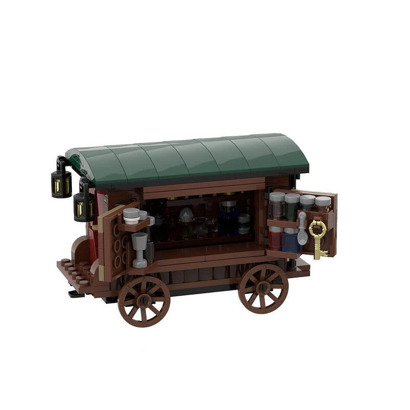Medieval Potion Seller Cart MOC Building Kit | Fantasy Market Scene - 1