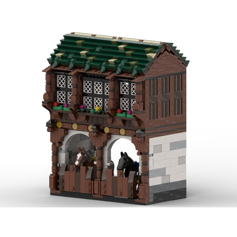 Medieval Stables MOC Building Kit | Historic Village Architecture Model - 2