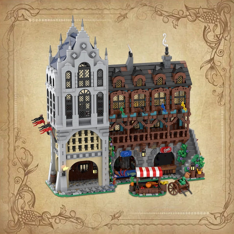 Medieval Town Square MOC Building Kit | Historic Village Architecture Model - 2