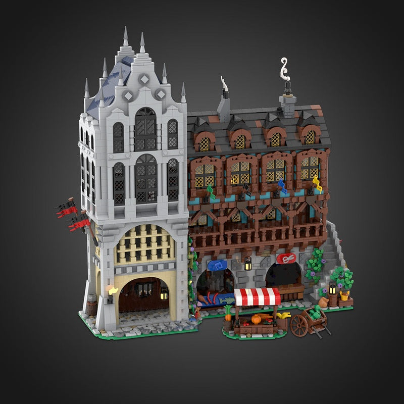 Medieval Town Square MOC Building Kit | Historic Village Architecture Model - 3