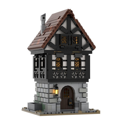 Medieval Townhouse MOC Building Kit | Historic Village Architecture Model - 1