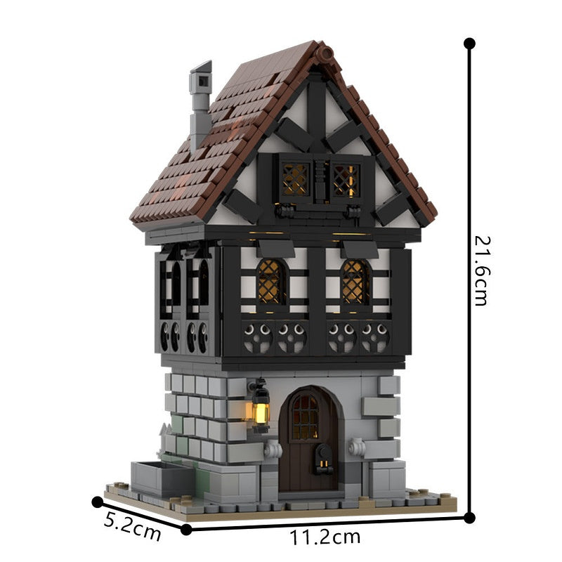 Medieval Townhouse MOC Building Kit | Historic Village Architecture Model - 5