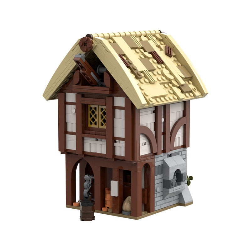 Medieval Warehouse MOC Building Kit | Historic Village Storage House - 1