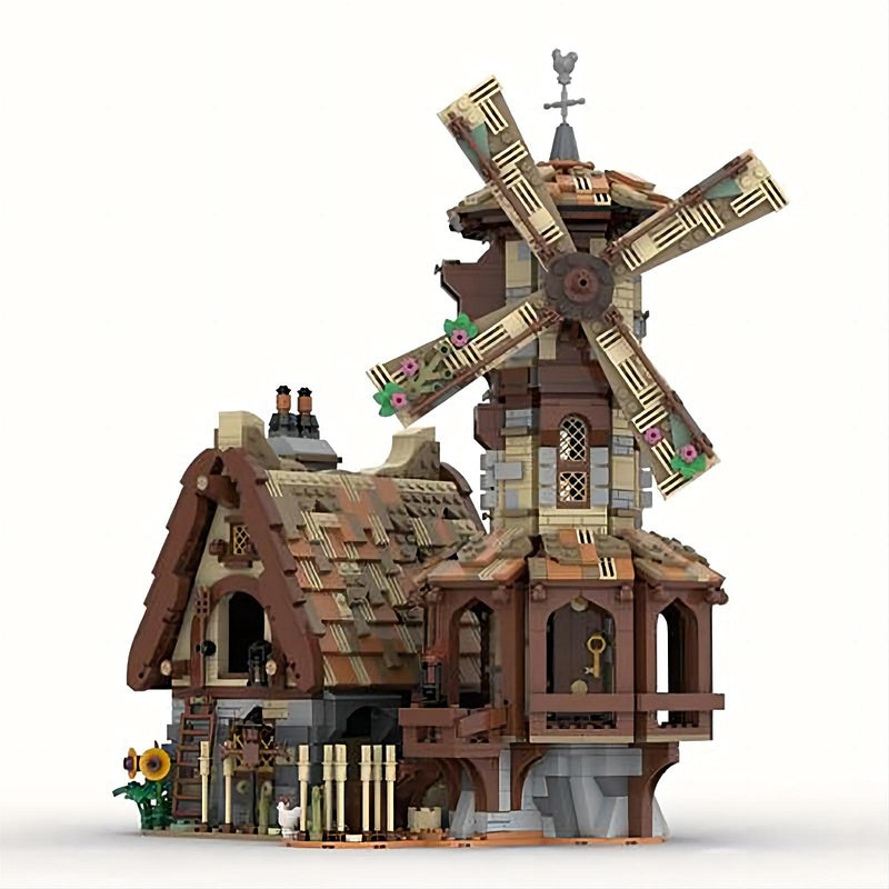 Medieval Windmill & Farmer Barn MOC Rural Architecture Building Kit - 1