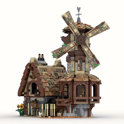 Medieval Windmill & Farmer Barn MOC Rural Architecture Building Kit - 1