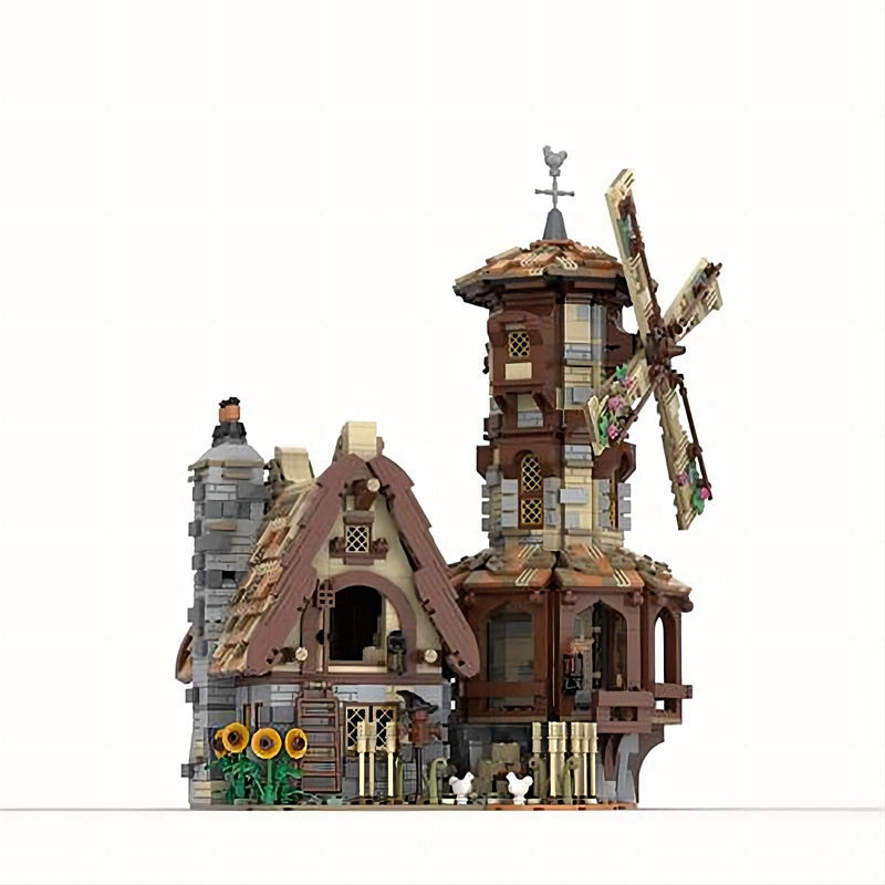 Medieval Windmill & Farmer Barn MOC Rural Architecture Building Kit - 2