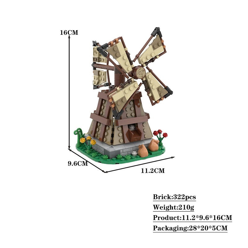 Medieval Windmill MOC Building Kit | Historic Village Architecture Model - 2