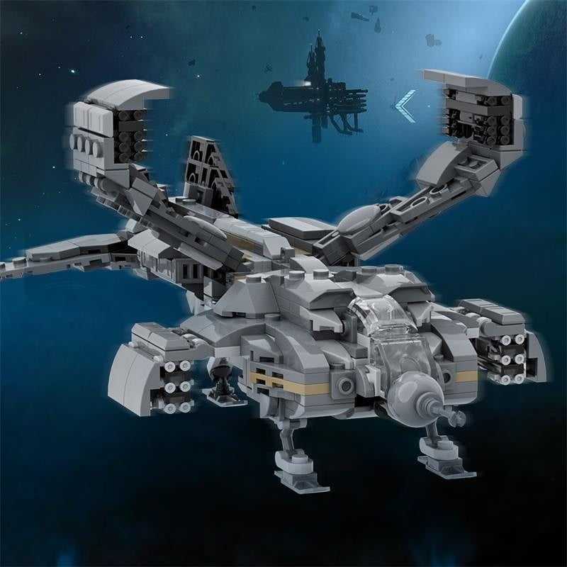 Micro Space Gunship Dropship Lander Type Building Kit | LEGO-Compatible MOC - 1