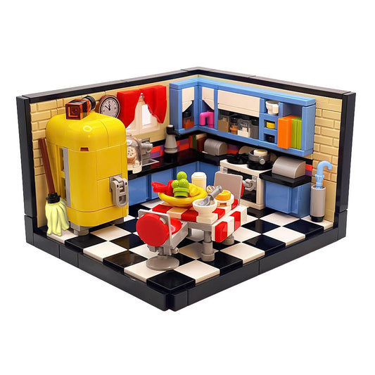 Mid-Century Kitchen Diorama Building Kit | LEGO-Compatible MOC - 1