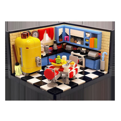 Mid-Century Kitchen Diorama MOC Building Kit | Retro Interior Model - 2